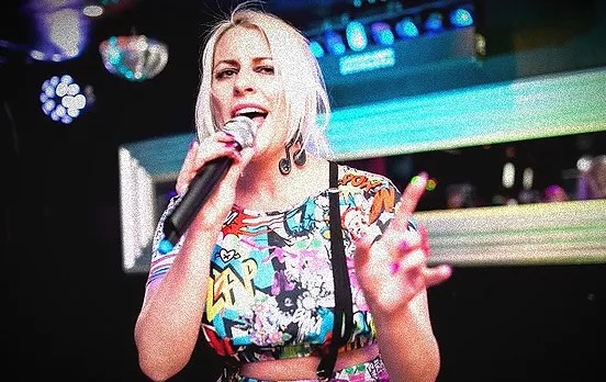 Ashley Collins Pop Singer/Songwriter performing her hit song SuperDiva at Aberdeen Gay Nightclub Cheerz